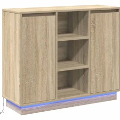 vidaXL Mesas-Aparador LED 90 x 32 x 75 cm Madera de ingeniería