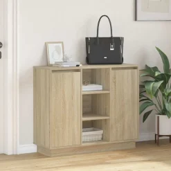 vidaXL Mesas-Aparador LED 90 x 32 x 75 cm Madera de ingeniería