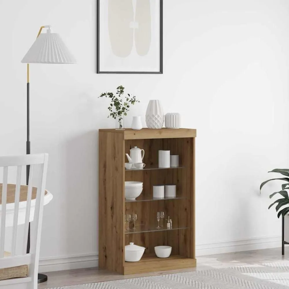 vidaXL Aparador LED Roble artesanal 60,5 x 37 x 100 cm Roble artisan Sale
