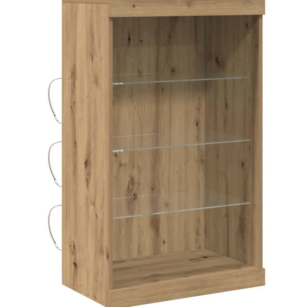 vidaXL Aparador LED Roble artesanal 60,5 x 37 x 100 cm Roble artisan Sale