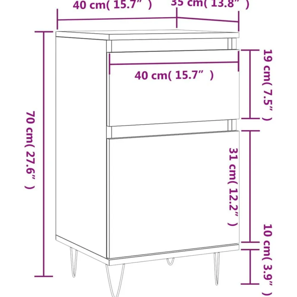 vidaXL Armarios Y Almacenamiento-Aparador madera de ingeniería 40x35x70 cm