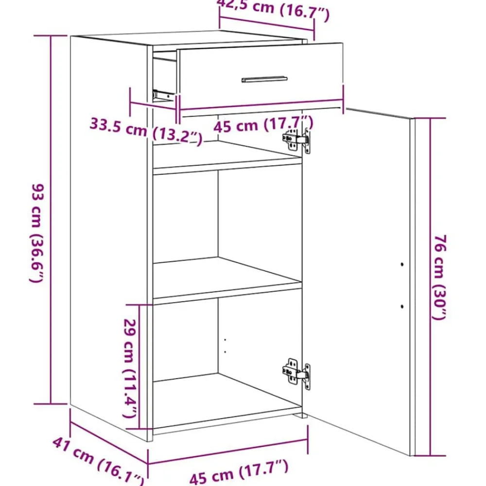 vidaXL Aparador madera de ingeniería 45x42,5x93 cm Gris sonoma