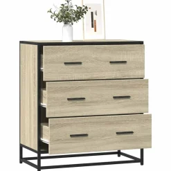vidaXL Aparador madera ingeniería y metal 68x35x76 cm Roble Sonoma Sale