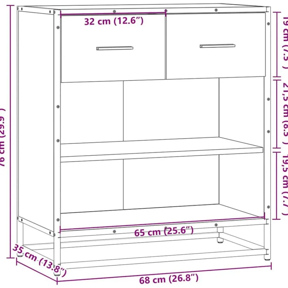 vidaXL Aparador madera ingeniería 68x35x76 cm Gris sonoma Sale