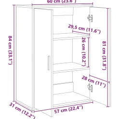 vidaXL Aparador Madera vieja 60 x 31 x 84 cm Madera de ingeniería Madera envejecida Best
