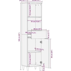 vidaXL Armarios Y Almacenamiento-Aparador Marrón 38 x 33,5 x 160 cm Madera de mango maciza