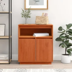 vidaXL Armarios Y Almacenamiento-Aparador Marrón cera 70 x 34 x 80 cm Madera de pino macizo