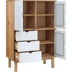 vidaXL Armarios Y Almacenamiento-Aparador OTTA madera maciza pino marrón y blanco 85x43x125 cm