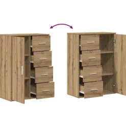 vidaXL Armarios Y Almacenamiento-Aparador Roble artesanal 60 x 31 x 84 cm Madera de ingeniería