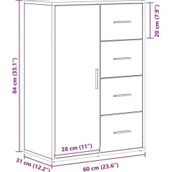 vidaXL Armarios Y Almacenamiento-Aparador Roble artesanal 60 x 31 x 84 cm Madera de ingeniería