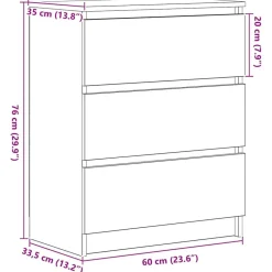 vidaXL Aparador 60x35x76 cm Madera de ingeniería Roble negro Sale