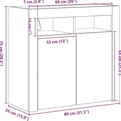 vidaXL Aparador 80 x 35 x 75 cm Madera de ingeniería Roble negro Hot