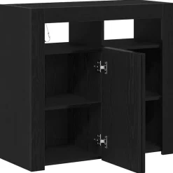 vidaXL Aparador 80 x 35 x 75 cm Madera de ingeniería Roble negro Hot