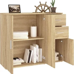 vidaXL Armarios Y Almacenamiento-Aparador 91x29,5x75 cm Madera de ingeniería