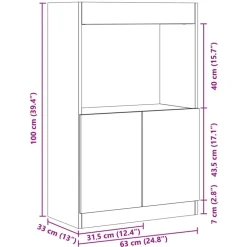 vidaXL Aparadorde madera de ingeniería madera envejecida 63x33x100 cm Madera antigua