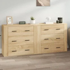 vidaXL Aparadores 2 piezas madera contrachapada color Roble Sonoma Clearance