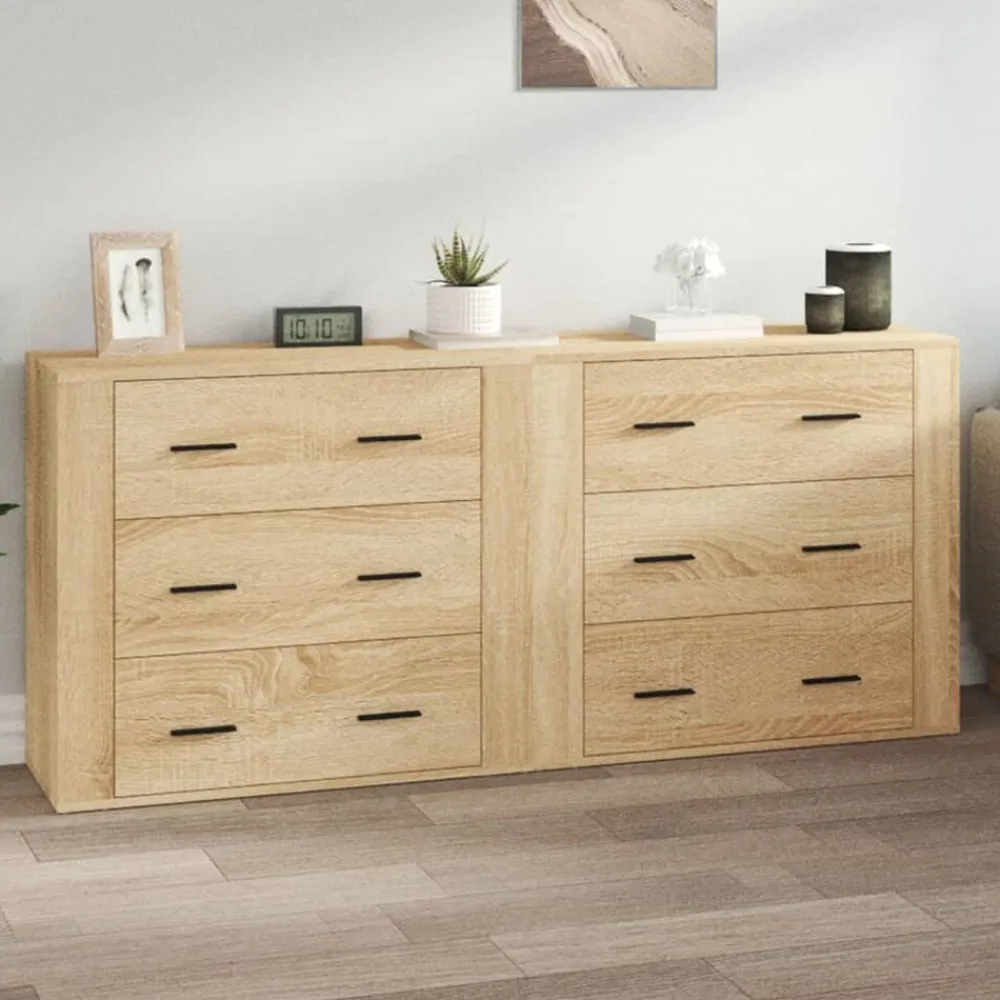 vidaXL Aparadores 2 piezas madera contrachapada color Roble Sonoma Clearance
