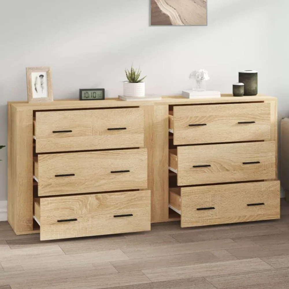 vidaXL Aparadores 2 piezas madera contrachapada color Roble Sonoma Clearance