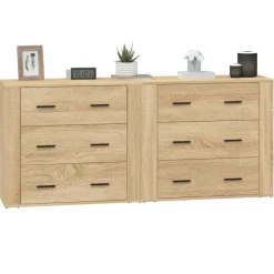 vidaXL Aparadores 2 piezas madera contrachapada color Roble Sonoma Clearance
