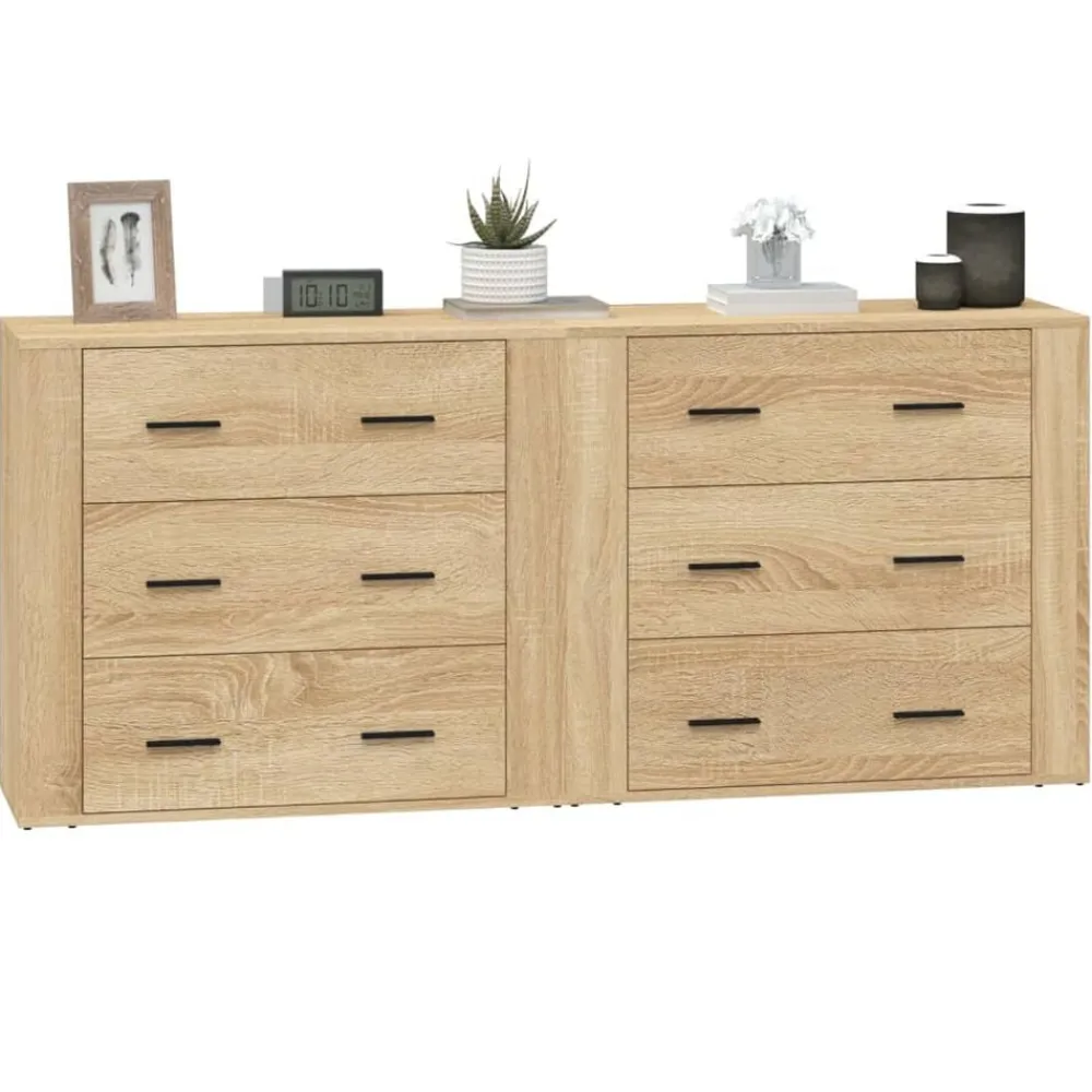 vidaXL Aparadores 2 piezas madera contrachapada color Roble Sonoma Clearance