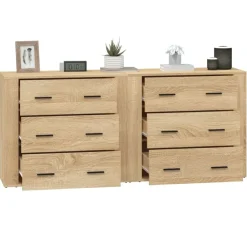 vidaXL Aparadores 2 piezas madera contrachapada color Roble Sonoma Clearance