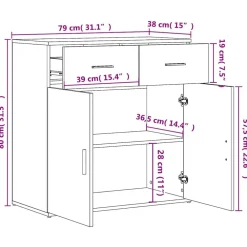 vidaXL Armarios Y Almacenamiento-Aparadores 2 uds madera de ingeniería 79x38x80 cm