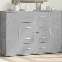 vidaXL Armarios Y Almacenamiento-Aparadores 2 uds madera de ingeniería gris hormigón 60x31x84 cm