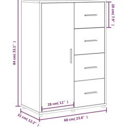 vidaXL Armarios Y Almacenamiento-Aparadores 2 uds madera de ingeniería gris hormigón 60x31x84 cm
