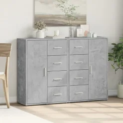 vidaXL Armarios Y Almacenamiento-Aparadores 2 uds madera de ingeniería gris hormigón 60x31x84 cm
