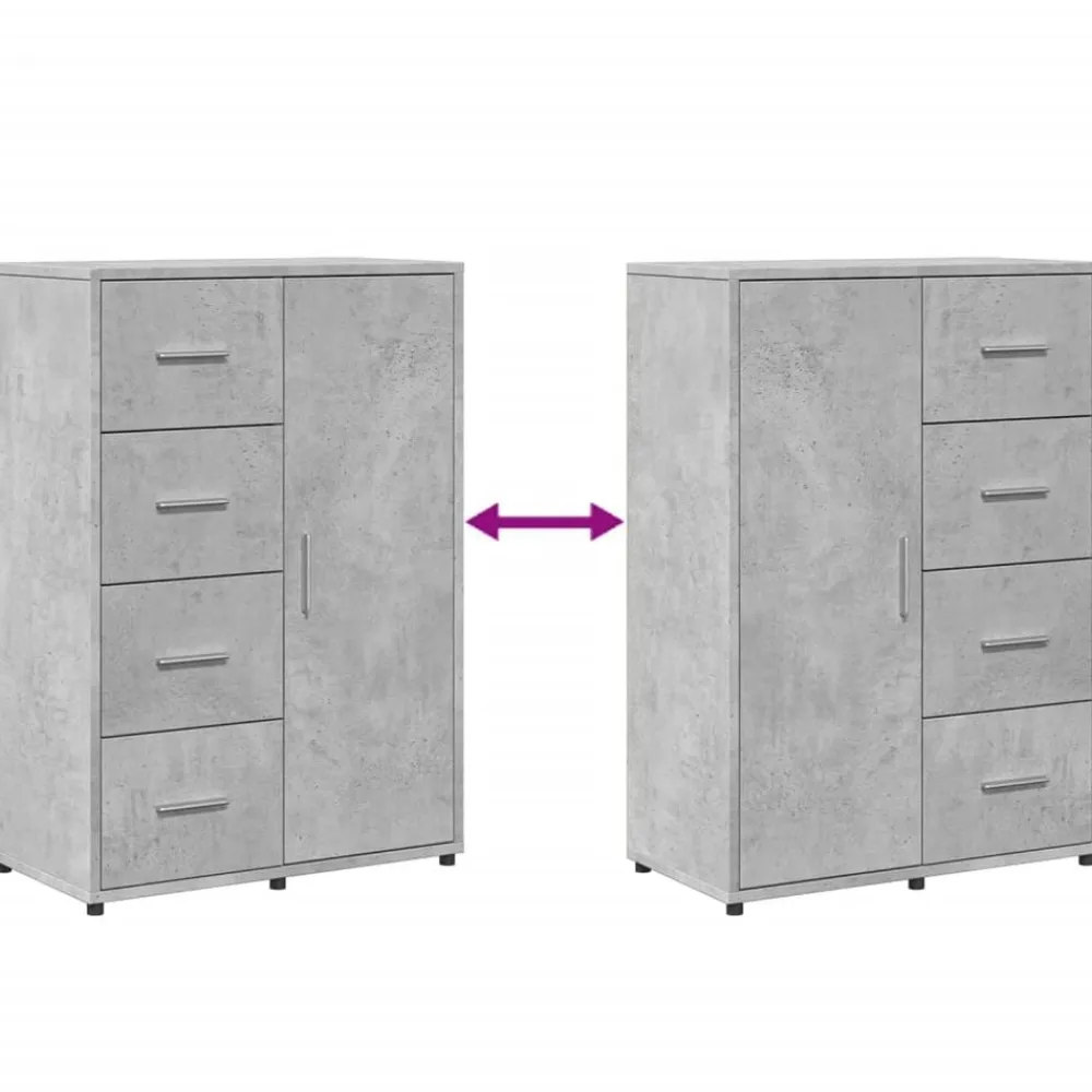vidaXL Armarios Y Almacenamiento-Aparadores 2 uds madera de ingeniería gris hormigón 60x31x84 cm