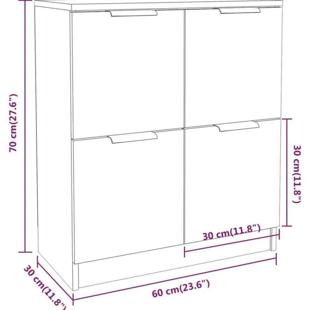 vidaXL Armarios Y Almacenamiento-Aparadores 2 unidades madera contrachapada 60x30x70 cm