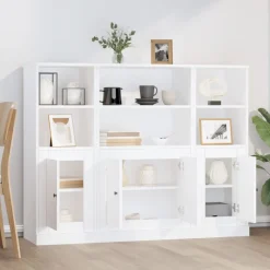 vidaXL Armarios Y Almacenamiento-Aparadores altos 3 piezas madera contrachapada