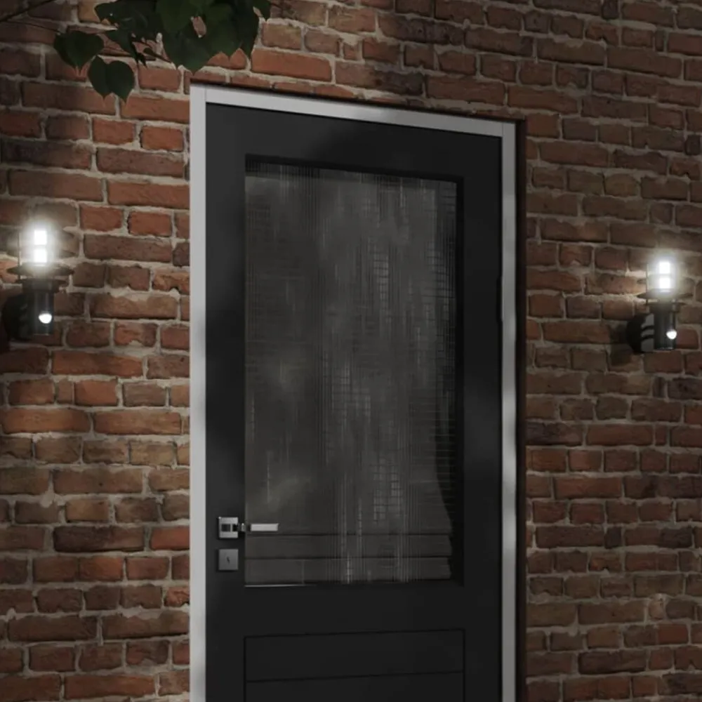 vidaXL Aplique de exterior con sensor acero inoxidable Negro Online