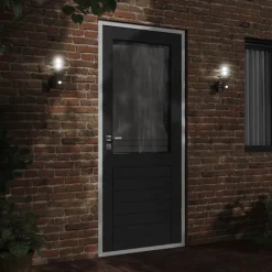 vidaXL Aplique de exterior con sensor acero inoxidable Negro Online