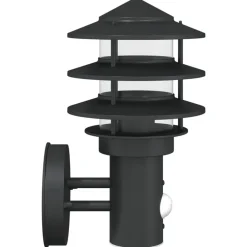 vidaXL Aplique de exterior con sensor acero inoxidable Negro Online