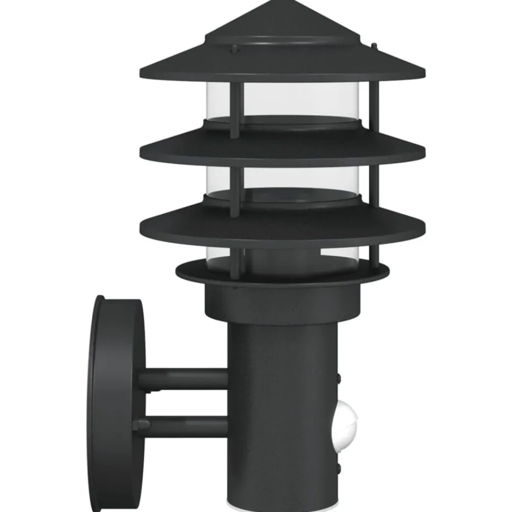 vidaXL Aplique de exterior con sensor acero inoxidable Negro Online