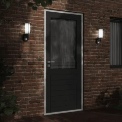 vidaXL Aplique de exterior con sensor acero inoxidable Negro New