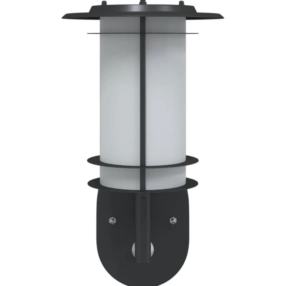 vidaXL Aplique de exterior con sensor acero inoxidable Negro New