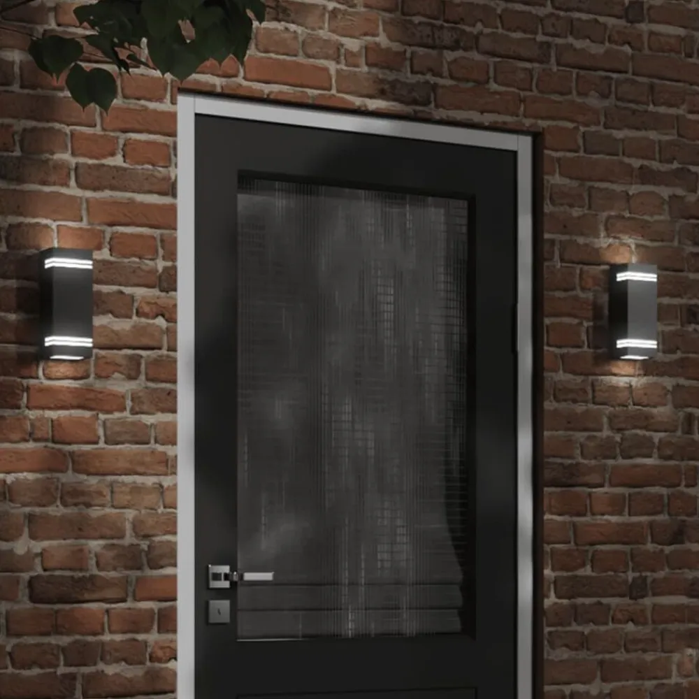 vidaXL Aplique de exterior de acero inoxidable Negro Outlet