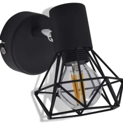 vidaXL Iluminación-Apliques bombilla filamento LED estilo industrial 2 uds negro