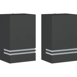 vidaXL Apliques de exterior 2 unidades acero inoxidable Negro Hot