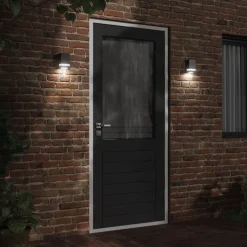 vidaXL Apliques de exterior 2 unidades acero inoxidable Negro Hot