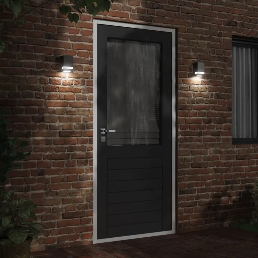 vidaXL Apliques de exterior 2 unidades acero inoxidable Negro Hot