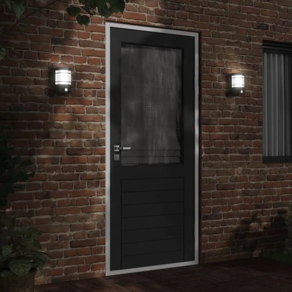 vidaXL Apliques de exterior con sensor 2 uds acero inoxidable Negro Best