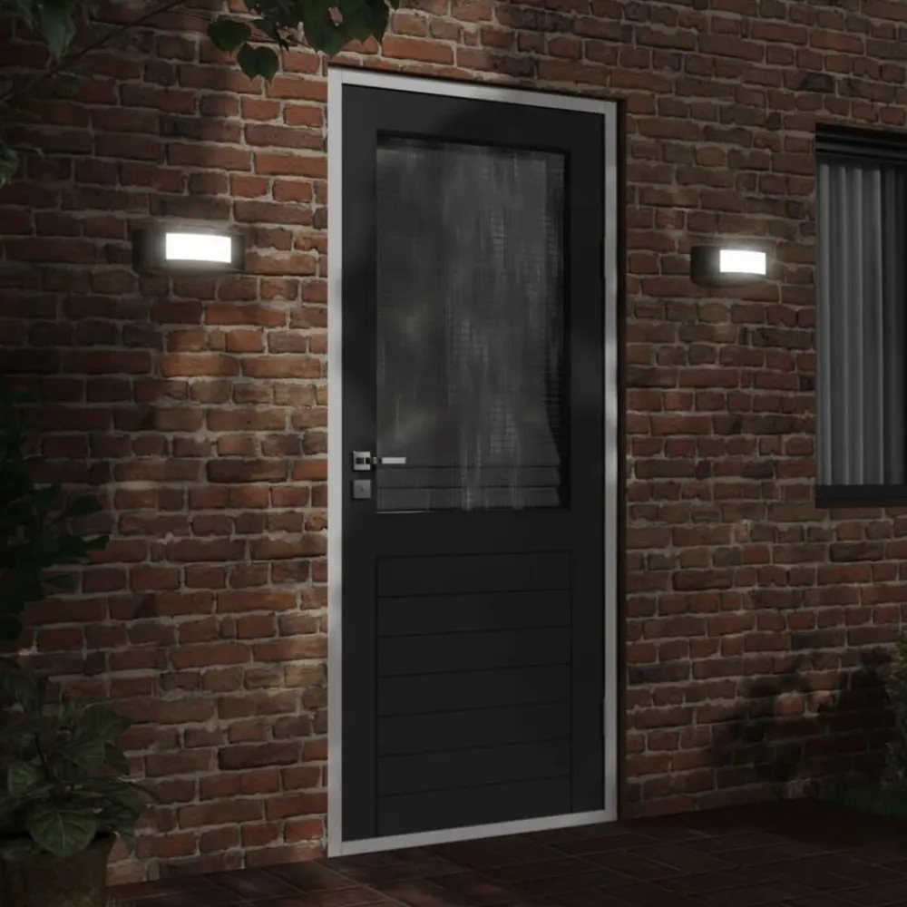 vidaXL Apliques de exterior 2 unidades acero inoxidable Negro Clearance