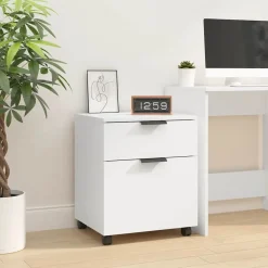 vidaXL Archivador con ruedas madera contrachapada 45x38x54 cm Blanco Outlet