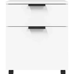 vidaXL Archivador con ruedas madera contrachapada 45x38x54 cm Blanco Outlet