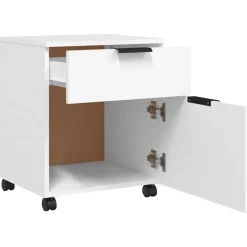 vidaXL Archivador con ruedas madera contrachapada 45x38x54 cm Blanco Outlet