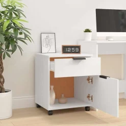 vidaXL Archivador con ruedas madera contrachapada 45x38x54 cm Blanco Outlet