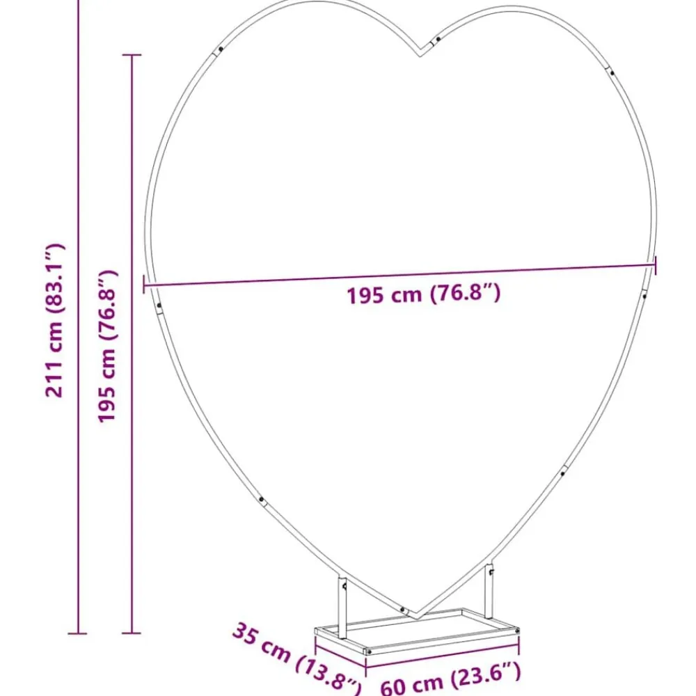 vidaXL Arco de Boda 195 x 35 x 211 cm Acero White Best